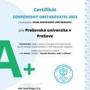 Prešovská univerzita získala ocenenie Zodpovedný verejný obstarávateľ za rok 2023