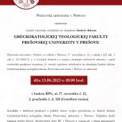 OZNAM: Verejné vypočutie uchádzačov na obsadenie funkcie dekana Gréckokatolíckej teologickej fakulty Prešovskej univerzity v Prešove