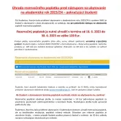 OZNAM: Úhrada rezervačného poplatku pred nástupom na ubytovanie na akademický rok 2023/24 – pokračujúci študenti