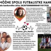 Študenti Fakulty športu chcú charitatívnym podujatím podporiť futbalistku Hanku