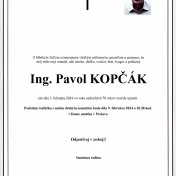 Navždy nás opustil Ing. Pavol Kopčák