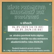 Zápis predmetov na akademický rok 2024/25