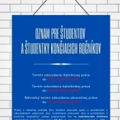 Oznam pre študentky a študentov končiacich ročníkov