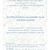 Špecifiká kultúrneho a spoločenského vývoja východného Slovenska