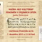 Prezentácia publikácie - Hudba ako kultúrny fenomén v dejinách Spiša