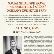 Prednáška prof. Michaela Krennericha "Sociálne ľudské práva - neoddeliteľná súčasť ochrany ľudských práv"