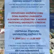 Knižný dar Domu ruského zahraničia Alexandra Solženicyna v Moskve Prešovskej univerzite v Prešove