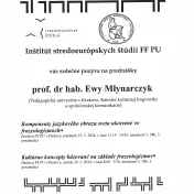 Srdečne vás pozývame na prednášky prof. Ewy Młynarczyk
