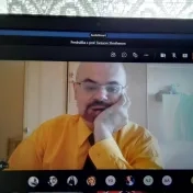 Hosťujúci profesor z Ľvovskej národnej univerzity I. Franka - Katedra prekladateľstva a kontrastívnej lingvistiky Hryhorija Kočuru - prof.  Taras Shmiher na našom inštitúte
