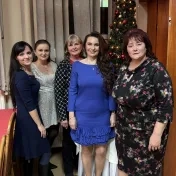doc. Vašaničová, Dr. Košíková, doc. Šofranková, doc. Jenčová a Mgr. Stríšová počas vianočného posedenia (v roku 2024)