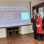 Dr. Košíková, prof. Kiseľáková a Dr. Miškufová počas workshopu Digitalizácia, digitálna transformácia, digitálna ekonomika: trendy a výzvy (v roku 2024)