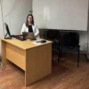 doc. Mokrišová počas workshopu Digitalizácia, digitálna transformácia, digitálna ekonomika: trendy a výzvy (v roku 2024)