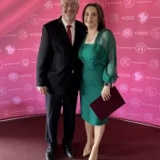 prof. Adamišin a doc. Jenčová počas udeľovania Ceny rektora (v roku 2024)