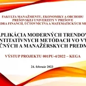 Workshop "Aplikácia moderných trendov v kvantitatívnych metódach vo výučbe finančných a manažérskych predmetov"
