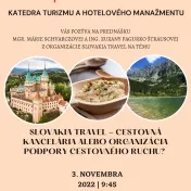 The activities of the Department of Tourism and Hotel Management supported by the KEGA project