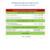INFORMÁCIE Z OBLASTI VZDELÁVANIA  PRE LS AR 2024/2025