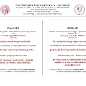 POZVÁNKA​: 62. vedecký seminár karpatorusinistiky