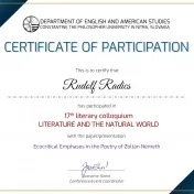 Radics Rudolf angol nyelvű ökokritikai előadása a nyitrai Literature & The Natural World c. konferencián