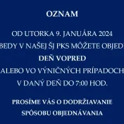 Oznam pre stravníkov