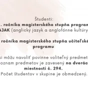 Oznam - PV predmety pre magistrov prvákov