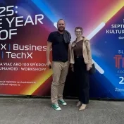 Dr. Korečko a Mgr. Melnyk počas SlovakiaTech Fórum-Expo v Košiciach (v roku 2025)