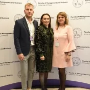 doc. Ing. Sylvia Jenčová, PhD., doc. Ing. Katarína Valášková, PhD. a Ing. Marek Nagy, PhD. (ŽU v Žiline) počas 9. medzinárodnej vedeckej konferencie „Economics, Management & Business 2025" (v roku 2025)