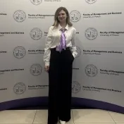 Mgr. Melnyk počas 9. medzinárodnej vedeckej konferencie „Economics, Management & Business 2025" (v roku 2025)