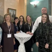 doc. Šofranková, Dr. Korečko, Dr. Matijová, doc. Vašaničová, Dr. Košíková, Dr. Miškufová, Dr. Vravec, doc. Jenčová a prof. Kiseľáková počas 9. medzinárodnej vedeckej konferencie „Economics, Management & Business 2025" (v roku 2025)