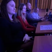 Dr. Košíková, Mgr. Melnyk, Dr. Korečko a Dr. Vravec počas konferencie GradeUp (v roku 2025)