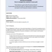 Webinár "Survival Counselling: How to navigate the academic career path" (v roku 2025)