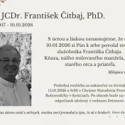 S úctou a láskou oznamujeme, že dňa 10.01.2026 si Pán k sebe povolal svojho služobníka Františka Čitbaja.