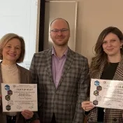 Dr. Matijová a Mgr. Melnyk počas kurzu Základy analýzy dát v R s podporou umelej inteligencie (v roku 2025)