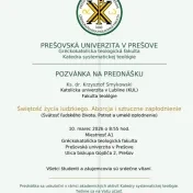 Svätosť ľudského života. Potrat a umelé oplodnenie. Pozvánka na prednášku, 10.3.2026, 8:55, A1, GTF.