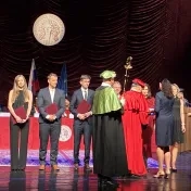 doc. Jenčová počas preberania Ceny rektora PU v Prešove za najlepšiu katedrovú webovú stránku za rok 2025 (v roku 2026)