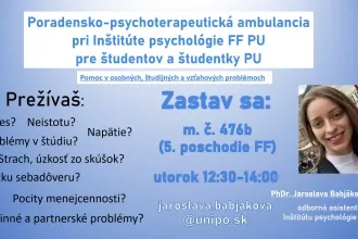 Poradensko-psychoterapeutická ambulancia pri Inštitúte psychológie FF PU pre študentov a študentky PU