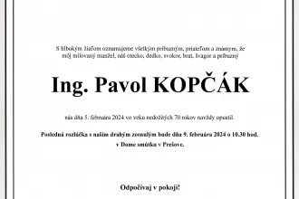 Navždy nás opustil Ing. Pavol Kopčák