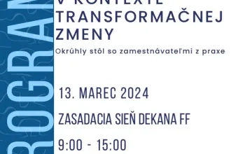 Program - Svetový deň sociálnej práce - Okrúhly stôl so zamestnávateľmi z praxe