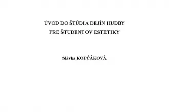Úvod do štúdia dejín hudby pre študentov estetiky