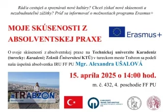 POZVÁNKA - Moje skúsenosti z absolventskej praxe - diskusia s absolventkou IRU