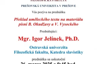 Pozvánka na prednášku v rámci programu ERASMUS+ programu (Ostrava, Česká republika)