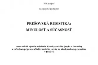 VEDECKÉ PODUJATIE PREŠOVSKÁ RUSISTIKA: MINULOSŤ A SÚČASNOSŤ (28.11.2014)