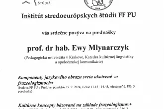 Srdečne vás pozývame na prednášky prof. Ewy Młynarczyk