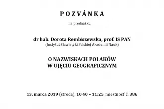 Prednáška dr hab. Dorota Rembiszewska, prof. IS PAN