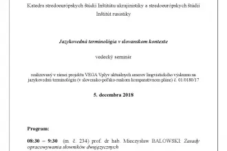 Vedecký seminár Jazykovedná terminológia v slovanskom kontexte