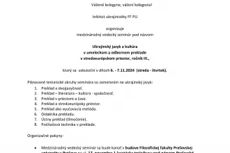 3. ročník medzinárodného vedeckého seminára Ukrajinský jazyk a kultúra v umeleckom a odbornom preklade