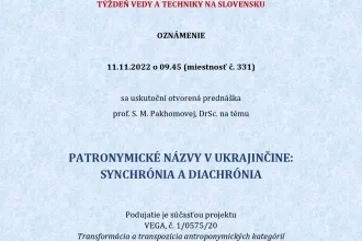 Prednáška Patronymické názvy v ukrajinčine: synchrónia a diachrónia