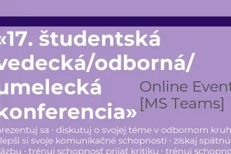 Pripravujeme Študentskú odbornú a umeleckú konferenciu 2021! Prihláste sa:) Bližšie informácie tu...
