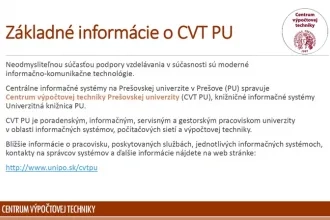 Úvod do vysokoškolského štúdia – CVT PU 2016/2017 (prezentácia)