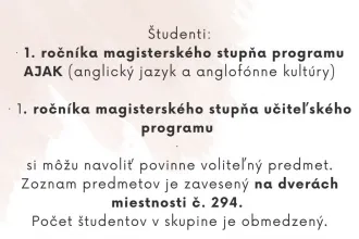 Oznam - PV predmety pre magistrov prvákov