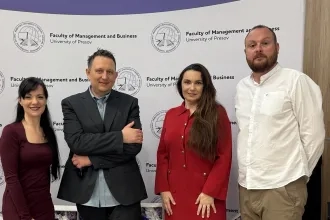doc. Vašaničová, doc. Jenčová, Dr. Korečko a dr Stanisław Hady-Głowiak z Universytet Ekonomiczny w Katowicach (Poľsko) (v roku 2026)